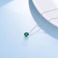wholesale 925 Sterling Silver Green CZ Round Pendant Chain Necklace for Women Girls-0-53