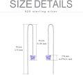 wholesale 925 Sterling Silver Austrian Crystal Purple Butterfly Long Dangle Earrings-0-3