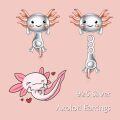 wholesale 925 Sterling Silver Hypoallergenic Adorable Axolotl Stud Earrings - 3D Design with Pink Details-0-5