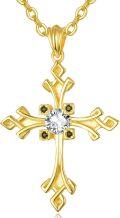 wholesale Gold 925 Sterling Silver Cubic Zirconia-Cut Religious Cross Pendant Necklace for Women Mom Faith Gift-0-0