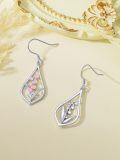 wholesale 925 Sterling Silver Pink Lily of the Valley Drop Earrings-0-2