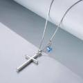 wholesale 925 Sterling Silver Cross Pendant With Blue Opal And Philippians Inscription-0-75