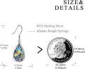 wholesale 925 Sterling Silver Teardrop Abalone Shell Flower Tree Of Life Dangle Earrings For Women-0-4