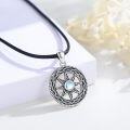 wholesale 925 Sterling Silver Moonstone Celtic Compass Star Pendant Necklaces for Women and Men-0-3