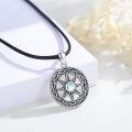 wholesale 925 Sterling Silver Valknut Necklace With Rainbow Moonstone-0-3