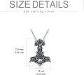 wholesale 925 Sterling Silver Viking Mjolnir Hammer Pendant Necklace with Skull Design and Celtic Knotwork Elements-0-1