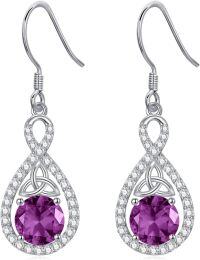 wholesale 925 Sterling Silver Crystal Teardrop Dangle Earrings Valentine s Birthday Gifts for Her-B 02-Feb-Amethyst