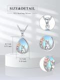 wholesale 925 Sterling Silver Cat & Flower Design Blue Mother of Pearl Teardrop Pendant Necklace for Women-0-5