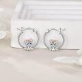 wholesale 925 Sterling Silver Tiger Flower Hoop Earrings for Women Girls 3D Cute Animal  Idea-0-2