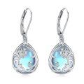 wholesale 925 Sterling Silver Teardrop Moonstone & Lapis Lazuli Filigree Flower Drop Earrings-0-0
