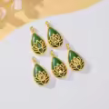 TOUPOP 14K Gold Plated Sterling Silver Green Jade Lotus Necklace Teardrop Jewelry-0-4