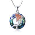 TOUPOP Stainless Steel Crystal Circle Ocean Dolphin Pendant Necklace For Girls-0-0