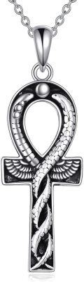 wholesale 925 Sterling Silver Snake Ankh Cross Pendant Necklace for Women-0-0