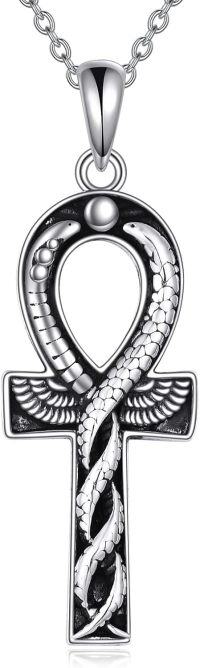 wholesale 925 Sterling Silver Snake Ankh Cross Pendant Necklace for Women-Ankh Cross II