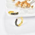 wholesale 925 Sterling Silver Plated Gold  Twist Design Black Sleeper Hoop Earrings Hypoallergenic Huggies for Women and Men-0-1