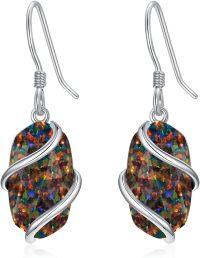 wholesale  925 Sterling Silver Black Opal Drop Dangle Earrings for Women, Hypoallergenic Elegant Jewelry Gift-Dangle-Black Opal