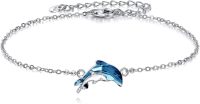 wholesale 925 Sterling Silver Blue Crystal Dolphin Charm Bracelet for Women-Dolphin Bracelet