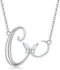 wholesale 925 Sterling Silver C Initial Butterfly Necklace Elegant Gift for Women-0-0