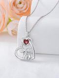 wholesale 925 Sterling Silver Garnet & Cubic Zirconia Scottish Highland Cow Heart Necklace for Women Gifts from Scotland-0-4