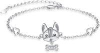 wholesale 18K Gold Plated 925 Sterling Silver Corgi Paw Print Dog Bracelet for Women - Adjustable Hypoallergenic Gift for Dog Lovers-13 Dog