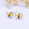 wholesale 925 Sterling Silver Heart-Shaped Honeybee Studs - Hypoallergenic s for Women-0-1