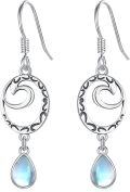 wholesale 925 Sterling Silver Swirl Design with Blue Moonstone Tear Drop Dangle Earrings for Women - Gemstone  Idea-0-0