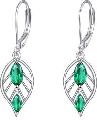 wholesale 925 Sterling Silver & Tarnish-Resistant Leaf Leverback Earrings, 1.35, Elegant Gift for Women, Hypoallergenic, Nickel-Free-Leaf Leverback