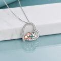 wholesale 925 Sterling Silver Heart-Shaped Penguin Pendant Necklace with Cubic Zirconia Gifts for Women-0-4