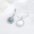 wholesale 925 Sterling Silver Round Celtic Knot Turquoise Drop Dangle Lever Back Earrings for Women-0-3