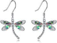 wholesale 925 Sterling Silver Abalone Shell Dragonfly Dangle Drop Earrings for Women-Abalone Shell Dragonfly Earrings