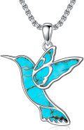 wholesale Opal Turquoise Animal Necklace 925 Sterling Silver Hummingbird Horse Bird Phoenix Wolf Butterfly Dragonfly Opal Jewelry Christmas Gifts For Women Men -0-0