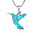 TOUPOP Sterling Silver Opal Hummingbird Horse Phoenix Wolf Butterfly Dragonfly Animal Necklace-0-0