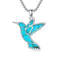 TOUPOP Sterling Silver Opal Hummingbird Horse Phoenix Wolf Butterfly Dragonfly Animal Necklace-0-0