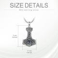 wholesale 925 Sterling Silver Thor's Hammer Mjolnir Pendant with Blue Stone Necklace for Men & Women -0-4