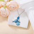 wholesale 925 Sterling Silver Blue Seal with Turquoise Stone Pendant Necklace-0-1