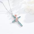 wholesale 925 Sterling Silver Turquoise Rose Mom Cross Pendant Necklace for Women-0-1