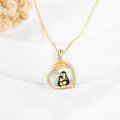 wholesale 14K Gold Penguin Heart Necklace with Diamond Accents - Mothers Day Gifts-0-1