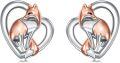 wholesale 925 Sterling Silver Fox in Heart Stud Earrings for Women's Gift Ideas-0-0