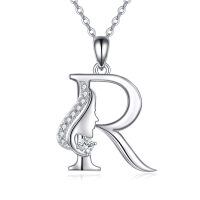 wholesale 925 Sterling Silver Alphabet A Z Initial Letter Pendant Necklace for Women Jewelry Gifts-R