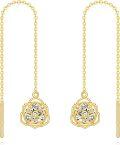 wholesale 14K Gold  Flower Shape Crystal Threader Earrings for Women-0-0