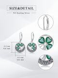 wholesale 925 Sterling Silver Green Enamel Four-Leaf Clover Drop Earrings Irish Celtic Knot  for Women Girls-0-1