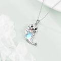 wholesale 925 Sterling Silver Heart-Shaped Seal Pendant Necklace with Opal Stone for Women-0-3
