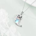 wholesale 925 Sterling Silver Heart-Shaped Seal Pendant Necklace with Opal Stone for Women-0-3