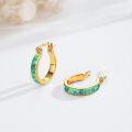 wholesale 925 Sterling Silver Green Fire Opal Huggie Hoop Earrings for Women-0-1