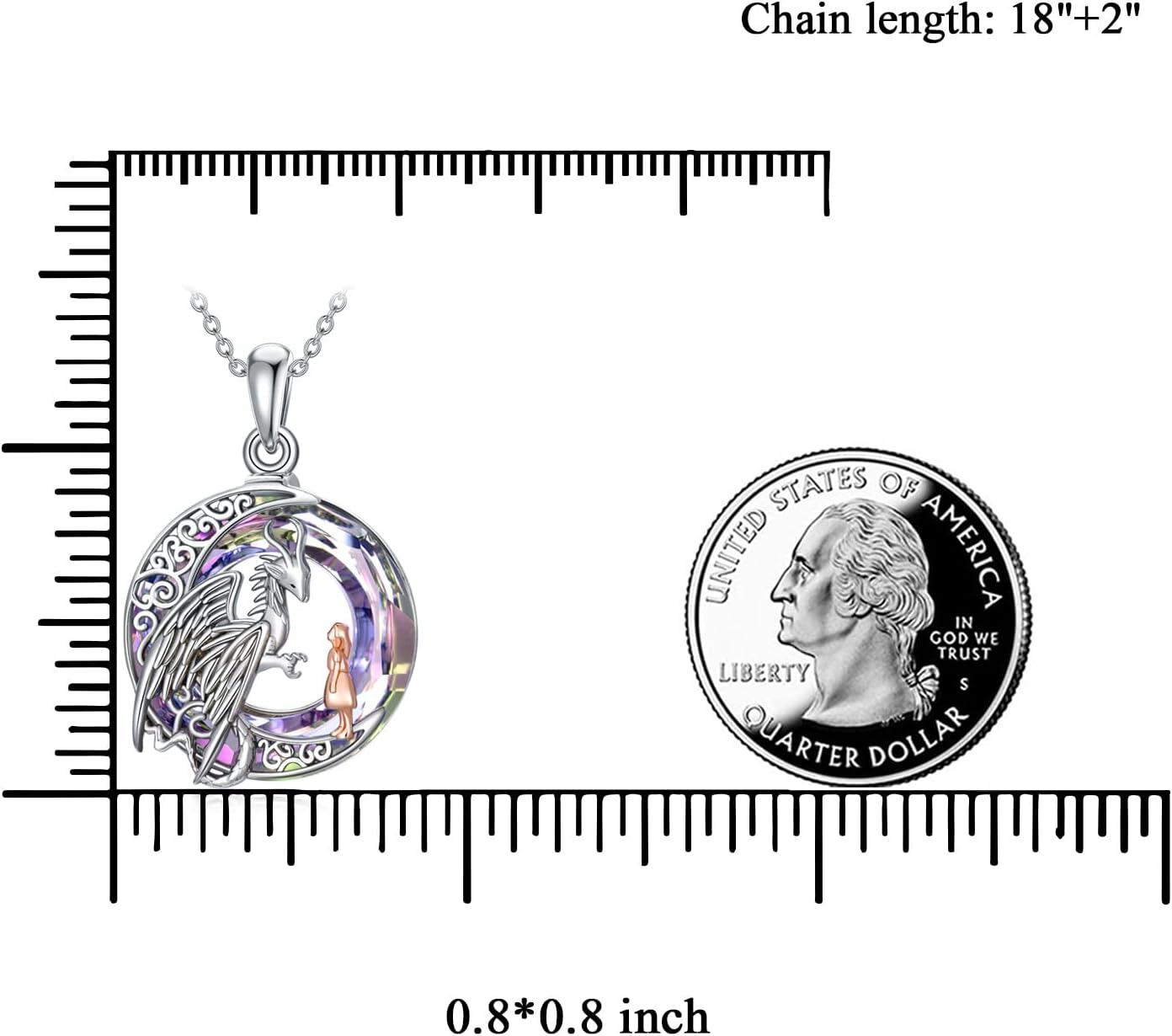 Sterling Silver Crystal Dragon Wyvern Necklace Jewelry Gift for Women-0-5