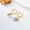 TOUPOP 14k Gold Plated Sterling Silver Crystal Butterfly Hoop Drop Earrings-0-6