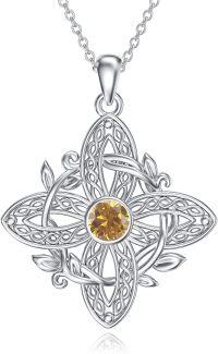wholesale 925 Sterling Silver Birthstone Witches Knot Pendant Necklace-November
