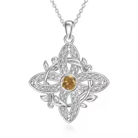 wholesale 925 Sterling Silver Birthstone Witches Knot Pendant Necklace-November