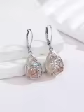 TOUPOP Sterling Silver Lotus Wolf Sea Turtle Dangle Leverback Earrings-0-1