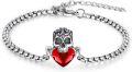 wholesale 925 Sterling Silver Red Heart Crystal Skull Charm Bracelet Gothic s for Women and Men-0-0